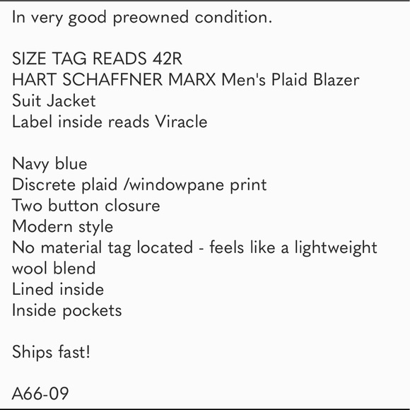 HART SCHAFFNER MARX Men's Plaid Blazer Jacket 42R - Picture 10 of 10